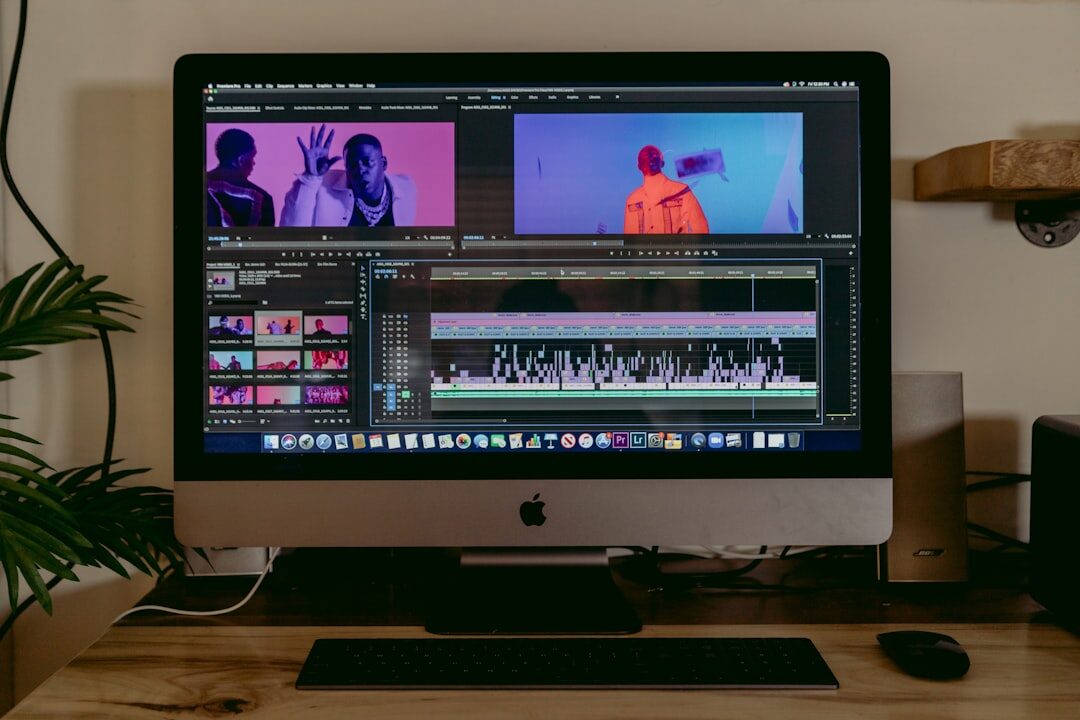 film editor working on computer
