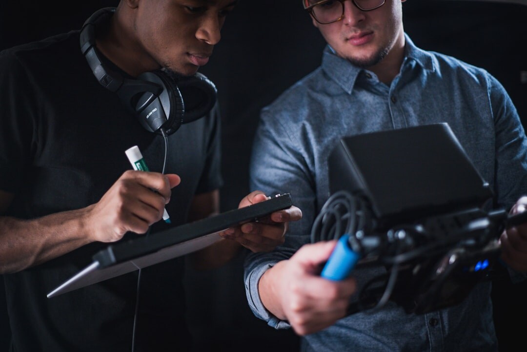 team collaborating on film project