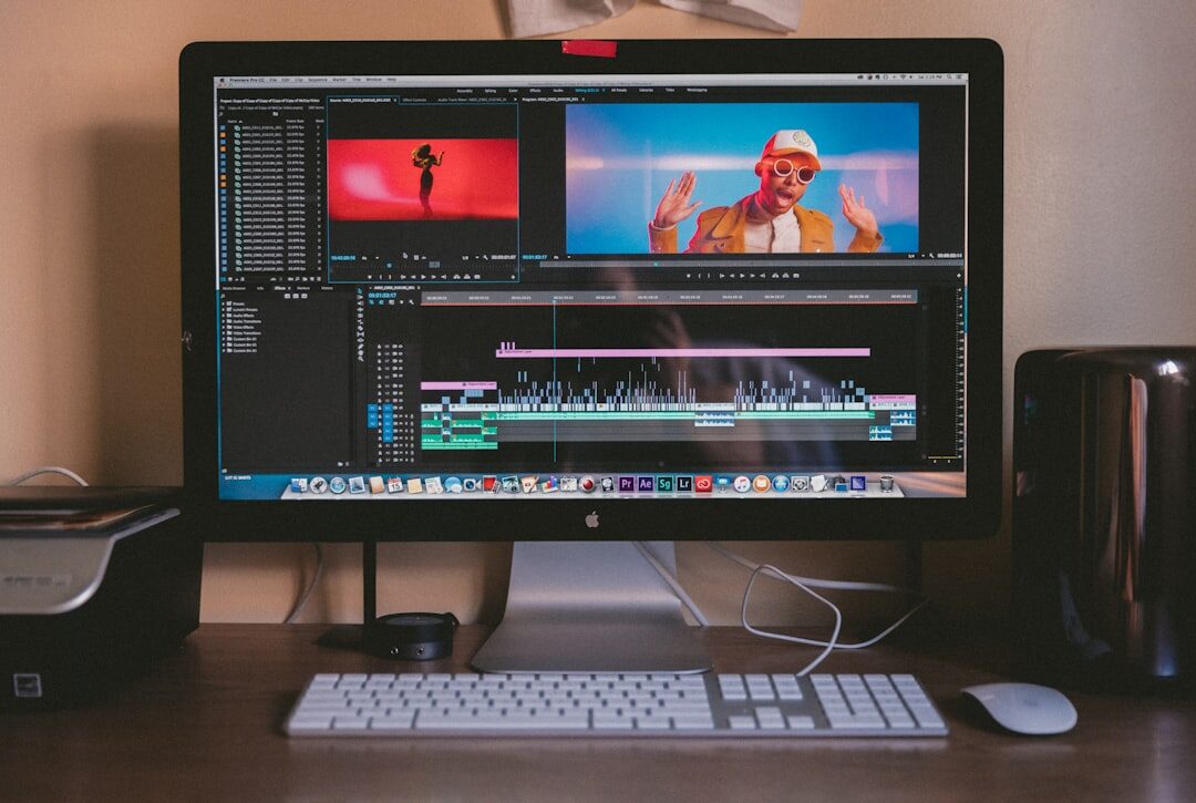 film editor working on computer