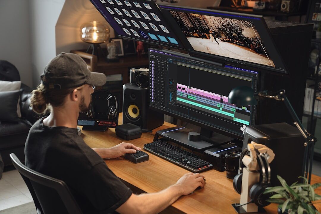editing film on computer